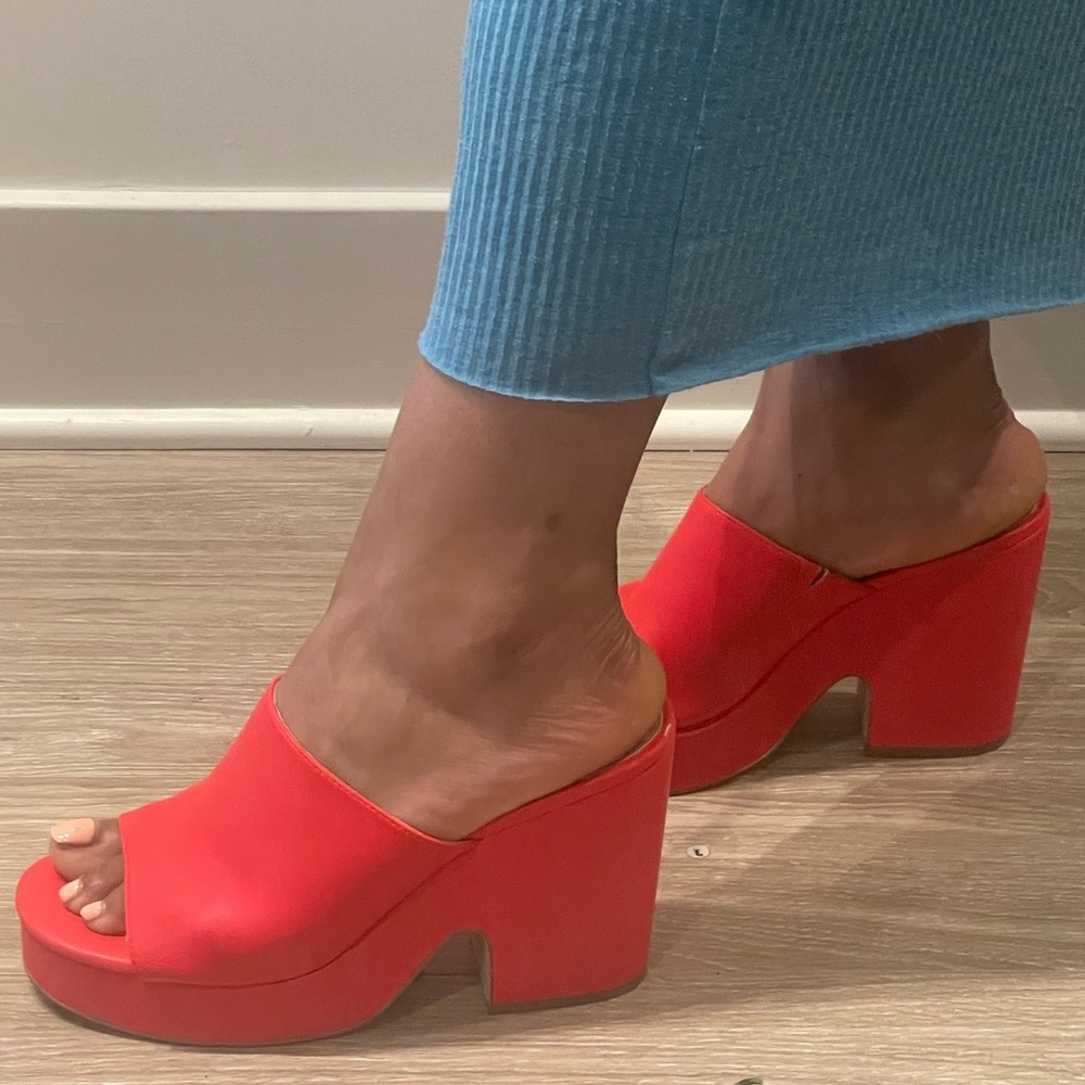 vibrant open-toed platforms
